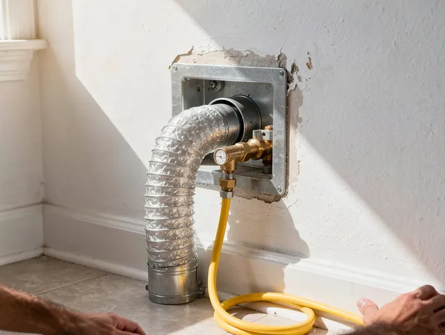 Westwood Dryer Vent Cleaning certified technician performing specialized gas dryer vent cleaning in Westwood
